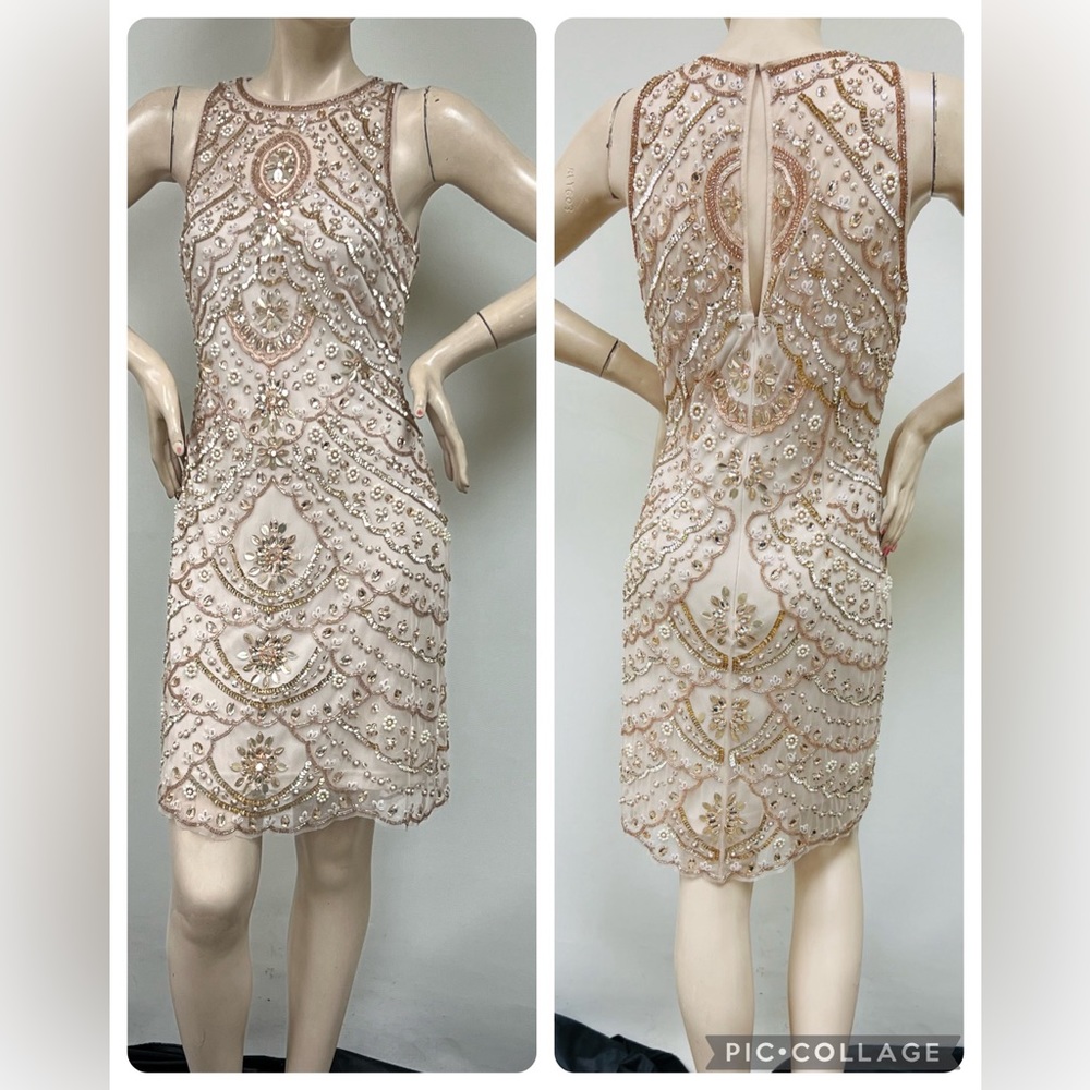 Aidan Mattox GOLD fully beaded sleeveless dress